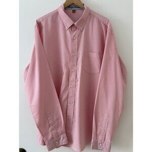 Tailor Vintage Mens Long Sleeve Button Front Shirt Size XXL Pink Cotton Everyday